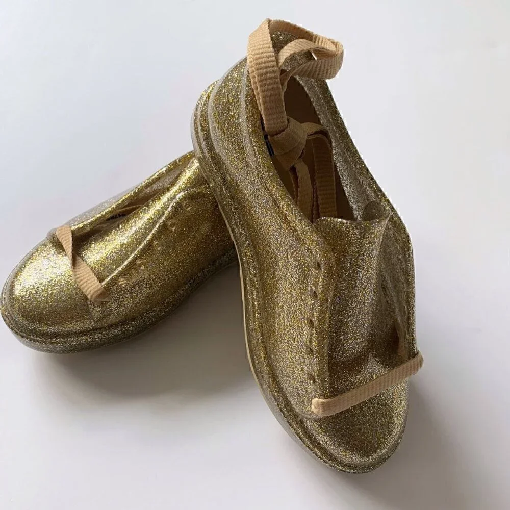 NIB Mel Be by Melissa Girl Golden Sneakers, Size 12 Toddler